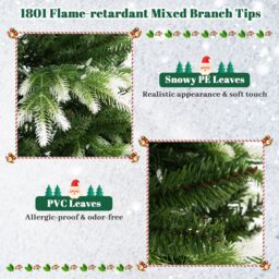 Gymax 6 FT Christmas Tree With 1801 Branch Tips 2 Lighting Colours & Remote Control in Green - Size: 6ft - thumbnail 3