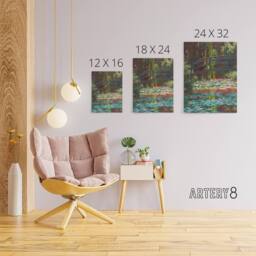 "Artery8 Water Lily Pond with Bridge Claude Monet Vintage Canvas Wall Art - Size: W18"" x H24""" - thumbnail 4