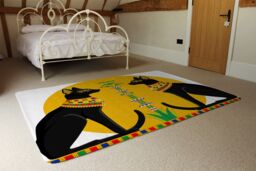 Benjamin Tate Design Illustration Of Black Egyptian Cats With Papyrus Rug in Natural - Size: Large - thumbnail 3