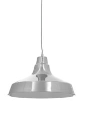 Orsina Copper Pendant Light With Wide Metal Shade, Warm Tone Ceiling Drop Lamp, Hanging Lamp With Wide Rim Shade in Silver - thumbnail 2