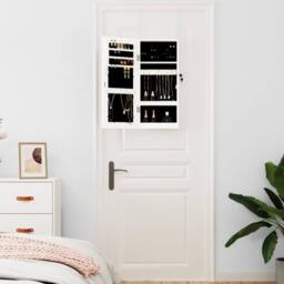 Berkfield Home Mirror Jewellery Cabinet Wall Mounted White 30x8.5x67 cm