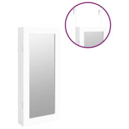 Berkfield Home Mirror Jewellery Cabinet Wall Mounted White 30x8.5x67 cm - thumbnail 9