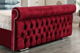 UK Bed Furniture Faye Gas Lift Ottoman Upholstered Bed with 48 Inch Button Headboard in Maroon - Size: King - thumbnail 3
