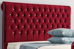 UK Bed Furniture Faye Gas Lift Ottoman Upholstered Bed with 48 Inch Button Headboard in Maroon - Size: King - thumbnail 2