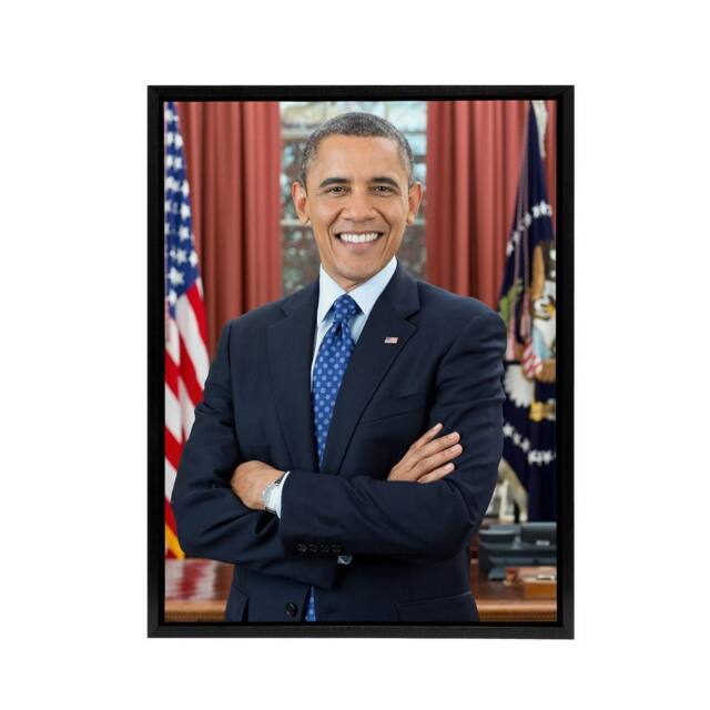 "Artery8 Souza US President Barack Obama Framed Canvas Wall Art Print - Size: W12"" x H16""" - image 1