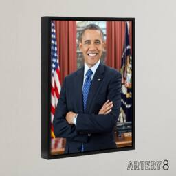 "Artery8 Souza US President Barack Obama Framed Canvas Wall Art Print - Size: W12"" x H16""" - thumbnail 2