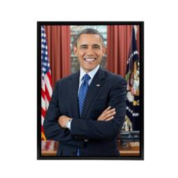 "Artery8 Souza US President Barack Obama Framed Canvas Wall Art Print - Size: W12"" x H16""" - thumbnail 1