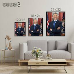 "Artery8 Souza US President Barack Obama Framed Canvas Wall Art Print - Size: W12"" x H16""" - thumbnail 4