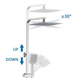 Hinsinc Chrome Square Bar Twin Head Thermostatic Shower Set in Metallic Silver - Size: 180 cm width x 180 cm drop - thumbnail 3