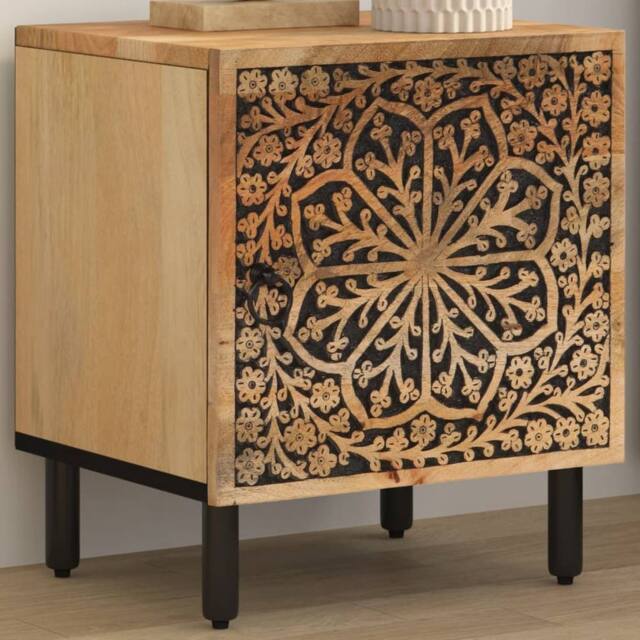Berkfield Home Bedside Cabinet 40x33x46 cm Solid Wood Mango in Brown - Size: 40 x 33 x 46 cm - image 1
