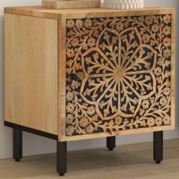 Berkfield Home Bedside Cabinet 40x33x46 cm Solid Wood Mango in Brown - Size: 40 x 33 x 46 cm - thumbnail 1