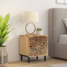 Berkfield Home Bedside Cabinet 40x33x46 cm Solid Wood Mango in Brown - Size: 40 x 33 x 46 cm - thumbnail 3