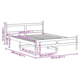 Berkfield Home Bed Frame without Mattress Wax Brown 140x200 cm Solid Wood Pine - thumbnail 9