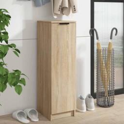 Berkfield Home Shoe Cabinet Sonoma Oak 30x35x100 cm Engineered Wood in Brown - Size: 30 x 35 x 100 cm - thumbnail 2