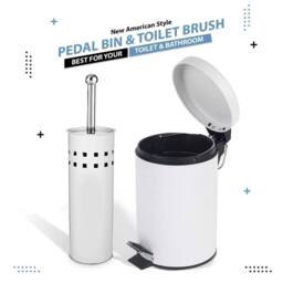 EONLION WHITE STAINLESS STEEL BATHROOM BIN SET - Size: 100 cm - thumbnail 2