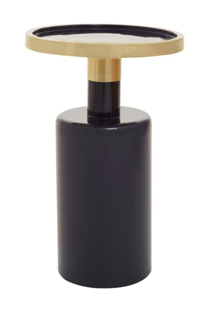 Orsina Black & Gold Side Table, Art Deco Iron Accent Table for Living Room, Contemporary Round End Table in Navy - image 1