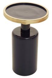 Orsina Black & Gold Side Table, Art Deco Iron Accent Table for Living Room, Contemporary Round End Table in Navy - thumbnail 2
