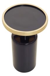 Orsina Black & Gold Side Table, Art Deco Iron Accent Table for Living Room, Contemporary Round End Table in Navy - thumbnail 3