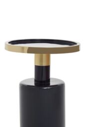 Orsina Black & Gold Side Table, Art Deco Iron Accent Table for Living Room, Contemporary Round End Table in Navy - thumbnail 4
