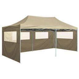 Berkfield Home Professional Folding Party Tent with 4 Sidewalls 3x6 m Steel Cream in Beige - thumbnail 1