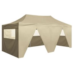 Berkfield Home Professional Folding Party Tent with 4 Sidewalls 3x6 m Steel Cream in Beige - thumbnail 2