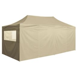 Berkfield Home Professional Folding Party Tent with 4 Sidewalls 3x6 m Steel Cream in Beige - thumbnail 4