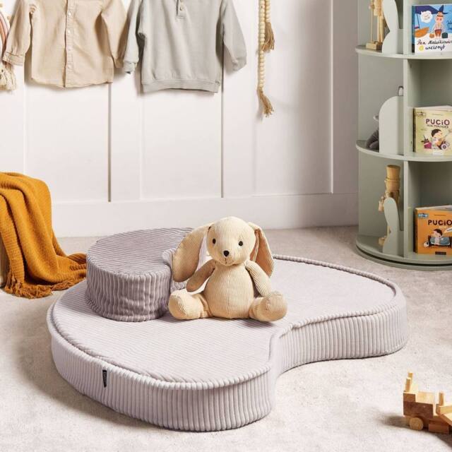 Wyld and Coco Bean Shaped Floor Cushion Set Beige Brown Cotton Velvet Corduroy - image 1