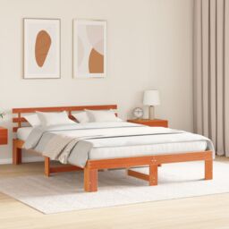 Berkfield Home Pine Wood Bed Frame Wax brown Solid wood 140 x 200 cm - thumbnail 5