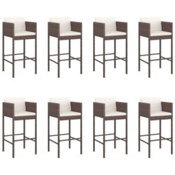 Berkfield Home 9 Piece Garden Bar Set with Cushions Brown Poly Rattan - thumbnail 3