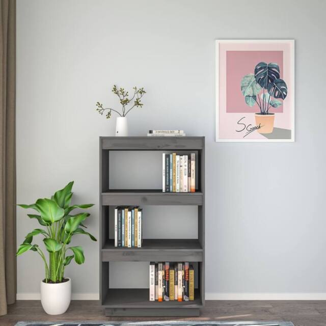Berkfield Home Beautiful Book Cabinet/Room Divider Grey 60x35x103 cm Solid Wood Pine - Size: 60 x 35 x 103 cm - image 1