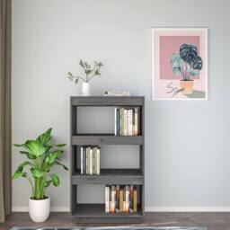 Berkfield Home Beautiful Book Cabinet/Room Divider Grey 60x35x103 cm Solid Wood Pine - Size: 60 x 35 x 103 cm - thumbnail 1