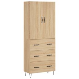 Berkfield Home Highboard Sonoma Oak 69.5x34x180 cm Engineered Wood in Brown - thumbnail 2