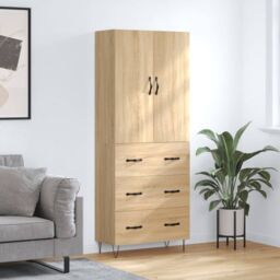 Berkfield Home Highboard Sonoma Oak 69.5x34x180 cm Engineered Wood in Brown - thumbnail 1