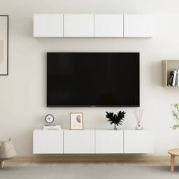Berkfield Home TV Cabinets 4 pcs White 80x30x30 cm Engineered Wood - Size: 80 x 30 x 30 cm - thumbnail 2