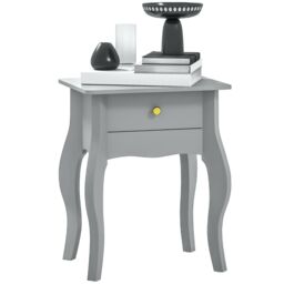 HOMCOM End Table French Style Small Table with Drawer & Curved Legs, Grey - thumbnail 2