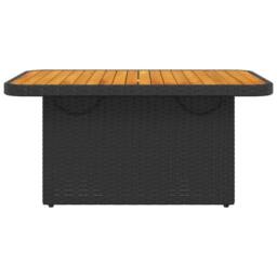 Berkfield Home Garden Table Black 90x55x71 cm Poly Rattan & Acacia Wood - Size: 90 x 55 x 71 cm - thumbnail 5