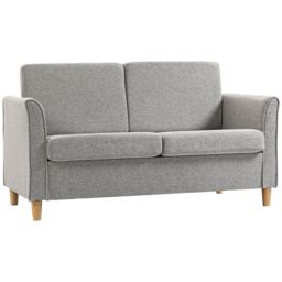 HOMCOM Double Seat Sofa Linen Upholstery Loveseat Couch w/ Armrests in Light Grey - thumbnail 2