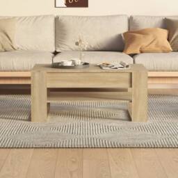 Berkfield Home Coffee Table Sonoma Oak 102x55x45 cm Engineered Wood in Light Tan - Size: 102 x 55 x 45 cm - thumbnail 5