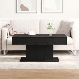 Berkfield Home Black Oak Coffee Table - 96x50x45 cm, Made from Engineered Wood - Size: 96 x 50 x 45 cm - thumbnail 4