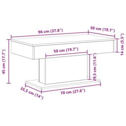 Berkfield Home Black Oak Coffee Table - 96x50x45 cm, Made from Engineered Wood - Size: 96 x 50 x 45 cm - thumbnail 9