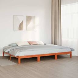 Berkfield Home Family Bed Frame No Mattress Wax Brown 240x200 cm Solid Wood Pine - thumbnail 4