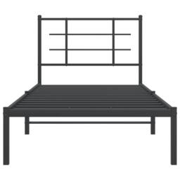 Berkfield Home Metal Bed Frame without Mattress with Headboard Black 90x200cm - Size: 90x200 cm - thumbnail 5