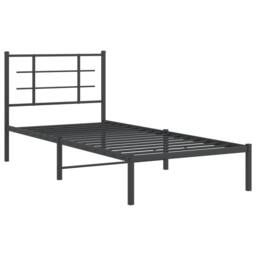 Berkfield Home Metal Bed Frame without Mattress with Headboard Black 90x200cm - Size: 90x200 cm - thumbnail 1