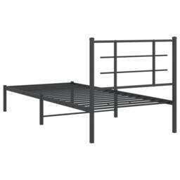 Berkfield Home Metal Bed Frame without Mattress with Headboard Black 90x200cm - Size: 90x200 cm - thumbnail 7