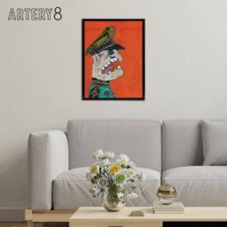 "Artery8 Antonio Berni Colonel Golpista Framed Canvas Wall Art Print in Red - Size: W24"" x H32""" - thumbnail 3