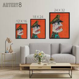 "Artery8 Antonio Berni Colonel Golpista Framed Canvas Wall Art Print in Red - Size: W24"" x H32""" - thumbnail 4