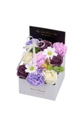 Living and Home Rose Scent Soap Flower Gift Box Tabletop Decor in Purple - thumbnail 3