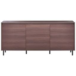 Wyld and Coco 3-Door Sideboard - Dark Brown Melamine with Black Metal Legs - thumbnail 4