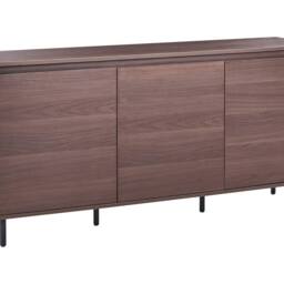 Wyld and Coco 3-Door Sideboard - Dark Brown Melamine with Black Metal Legs - thumbnail 2