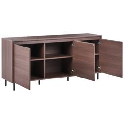 Wyld and Coco 3-Door Sideboard - Dark Brown Melamine with Black Metal Legs - thumbnail 5